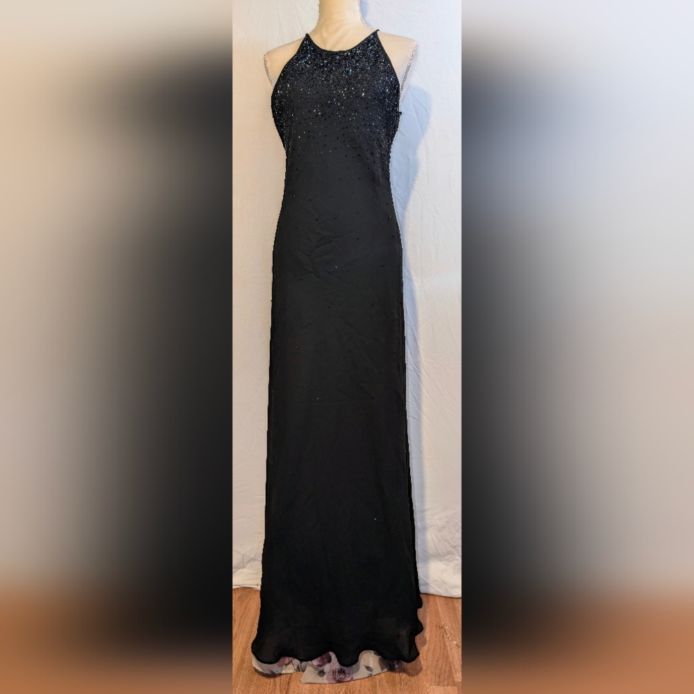 Women's Chelsea Nites Formal Dress. Sz. 12. Black/Sequined. Like New.